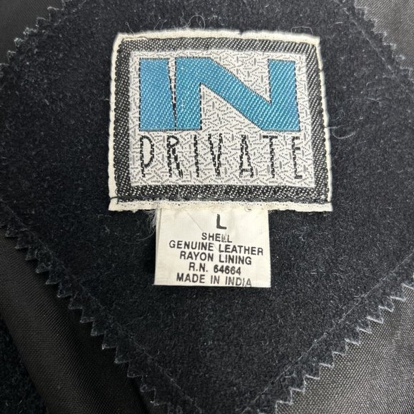 VTG IN PRIVATE Solid Black Genuine Leather Snap Down V Neck Western Vest Men’s L - Picture 5 of 10